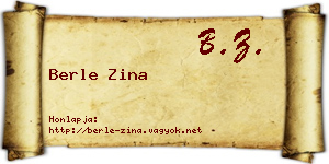 Berle Zina névjegykártya